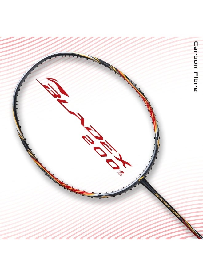 Li-Ning راكت بادل لي-نينغ بليد إكس 200R من ألياف الكربون (فحم/أحمر) مع غطاء كامل مجاني - Image 4