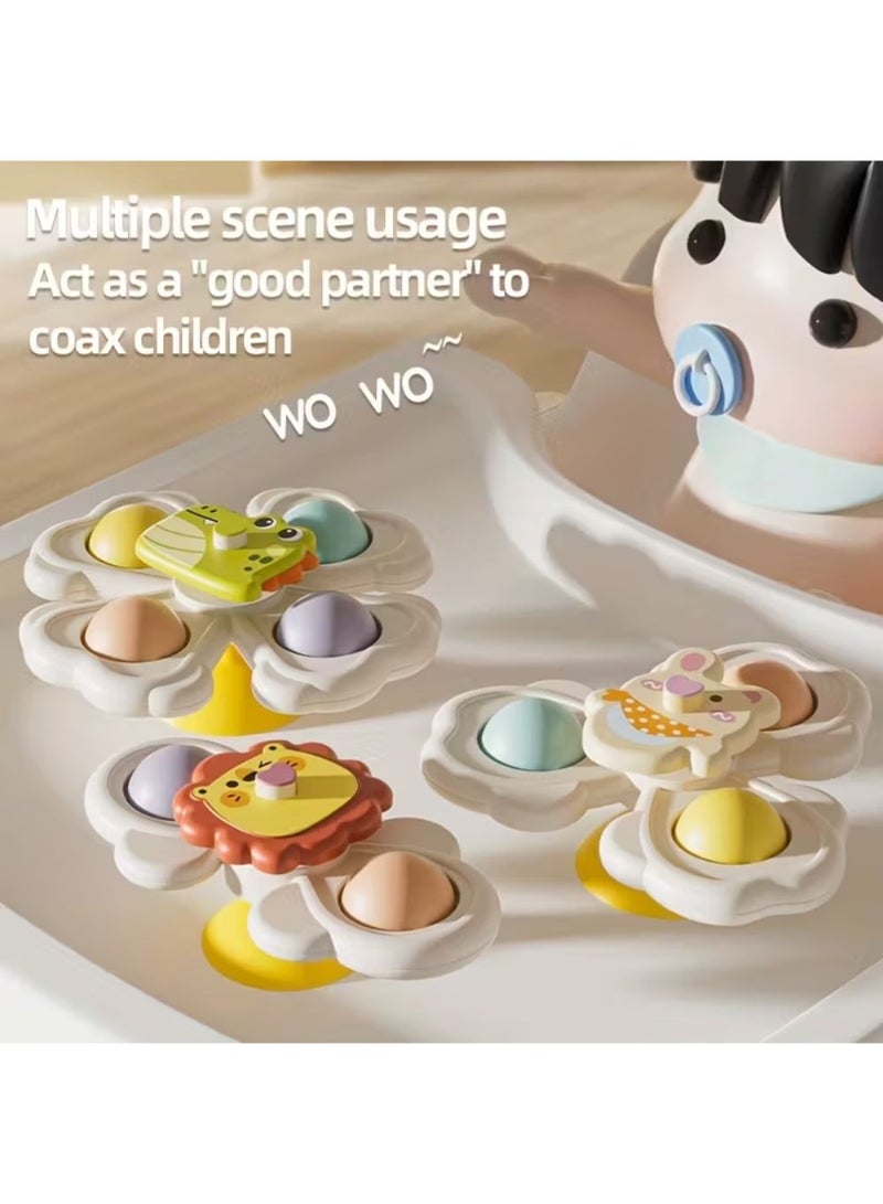 ZedPlay 3 Pcs Children’s Bath Time Suction Cup Rotating Toys – 3-Piece Waterproof Bath Tub Play Set with Cartoon Animals for Tiles, Glass & Walls, Early Development Toys, Educational Toys for 1 2 3 4 Year Old, Children's suction cup spinning top toy - Image 2