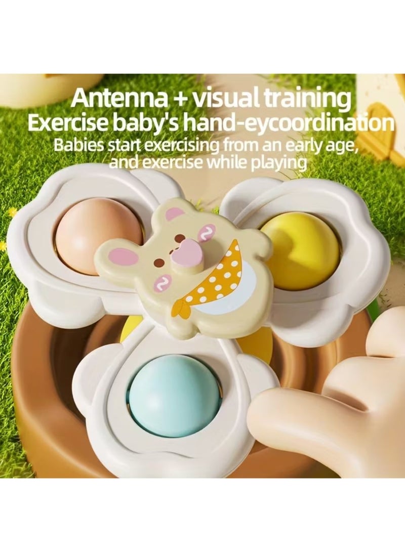 ZedPlay 3 Pcs Children’s Bath Time Suction Cup Rotating Toys – 3-Piece Waterproof Bath Tub Play Set with Cartoon Animals for Tiles, Glass & Walls, Early Development Toys, Educational Toys for 1 2 3 4 Year Old, Children's suction cup spinning top toy - Image 4