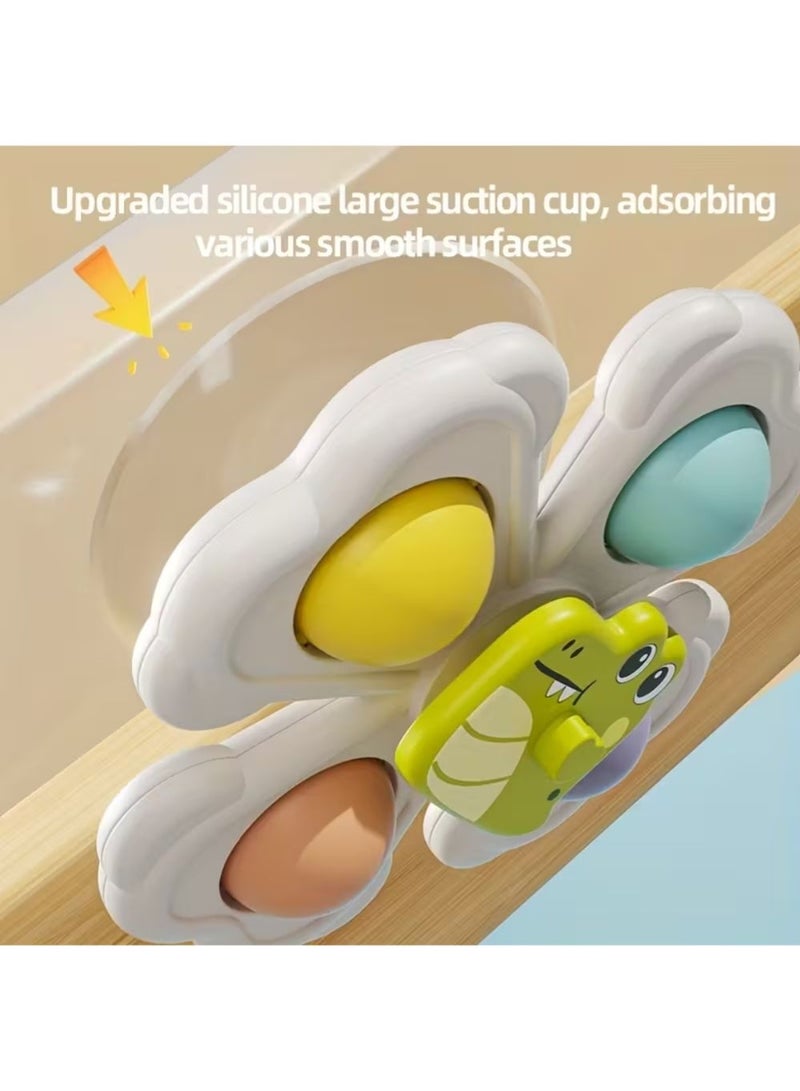 ZedPlay 3 Pcs Children’s Bath Time Suction Cup Rotating Toys – 3-Piece Waterproof Bath Tub Play Set with Cartoon Animals for Tiles, Glass & Walls, Early Development Toys, Educational Toys for 1 2 3 4 Year Old, Children's suction cup spinning top toy - Image 5
