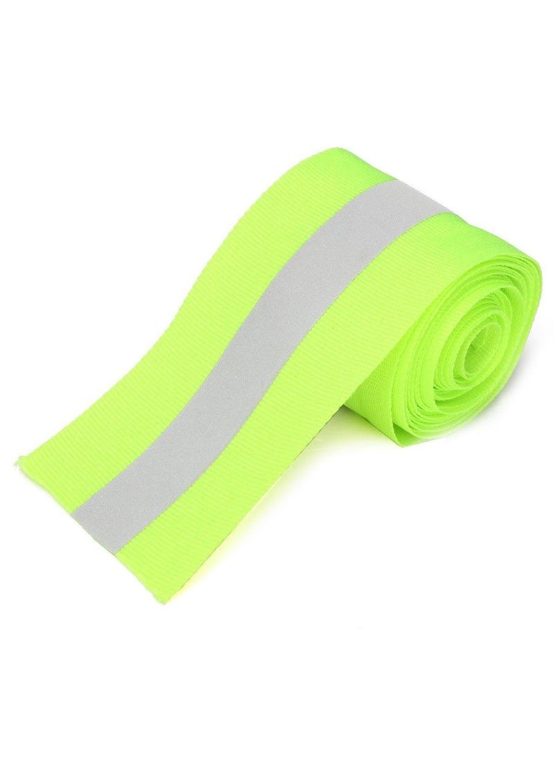 Generic Imported Silver Reflective Tape Safty Strip Sew on Lime Green Synth Fabric 3 Meters  - Image 1