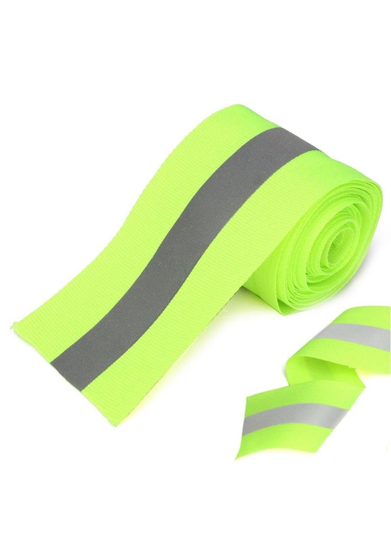 Generic Imported Silver Reflective Tape Safty Strip Sew on Lime Green Synth Fabric 3 Meters  - Image 2