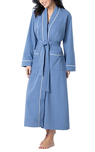 PajamaGram Bathrobes For Women - Womens Cotton Robe, Heather Blue, MD - Image 2