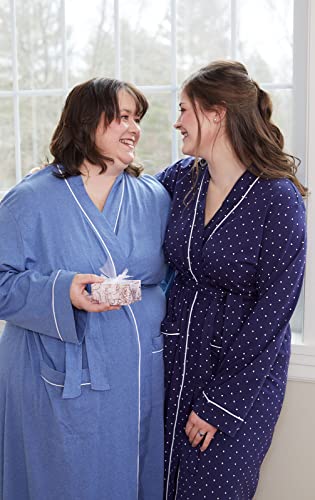 PajamaGram Bathrobes For Women - Womens Cotton Robe, Heather Blue, MD - Image 4
