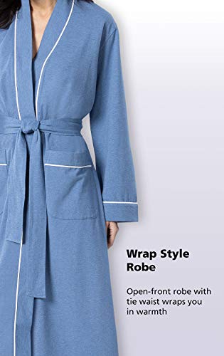 PajamaGram Bathrobes For Women - Womens Cotton Robe, Heather Blue, MD - Image 5