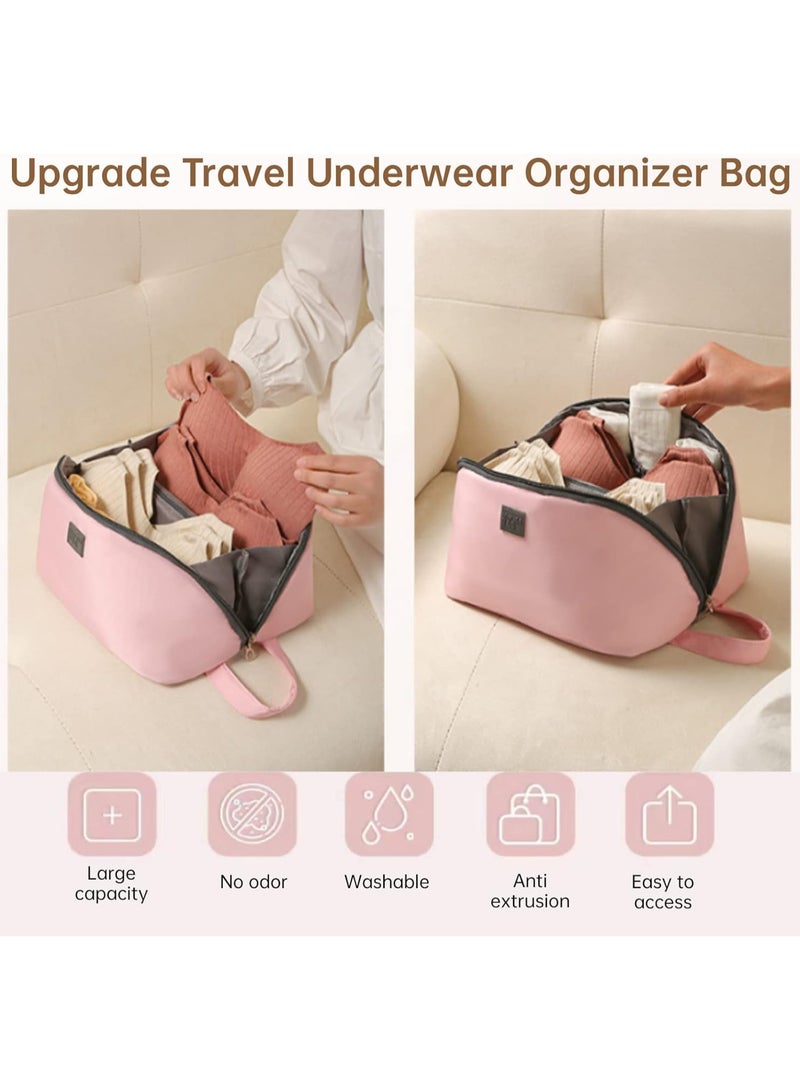 Women Travel Storage Bag, Underwear Bra Organizer Bag, Multifunctional Clothes Bra Socks Divider Organizer Pouch, Portable Bra Lingerie Storage Pouch with Liner, for Underwear Socks Cosmetic - Image 2
