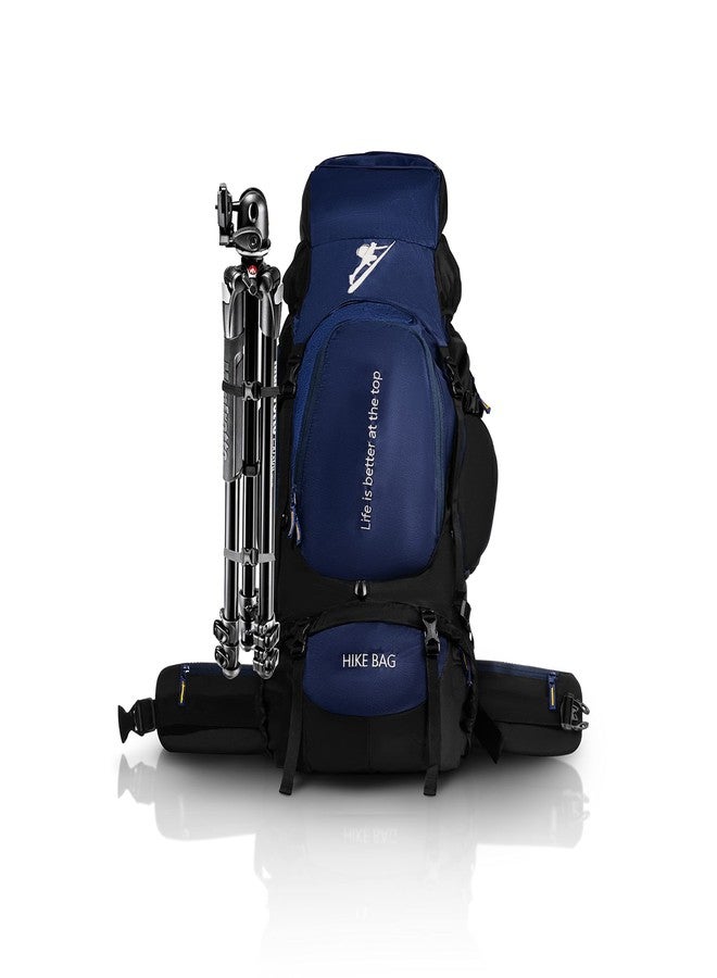 HIKE Travel Rucksack 75L Lightweight Trekking Waterproof Backpack with Rain Cover & Shoe Compartment, Outdoor Sport Camping Hiking Bag - 1.5 Year Warranty, Blue Black - Image 1