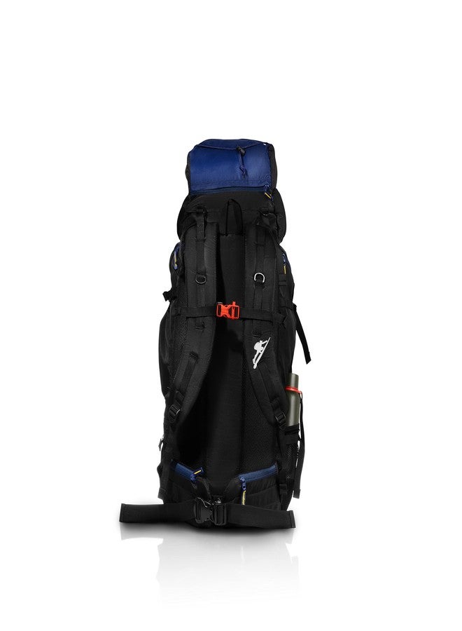 HIKE Travel Rucksack 75L Lightweight Trekking Waterproof Backpack with Rain Cover & Shoe Compartment, Outdoor Sport Camping Hiking Bag - 1.5 Year Warranty, Blue Black - Image 2