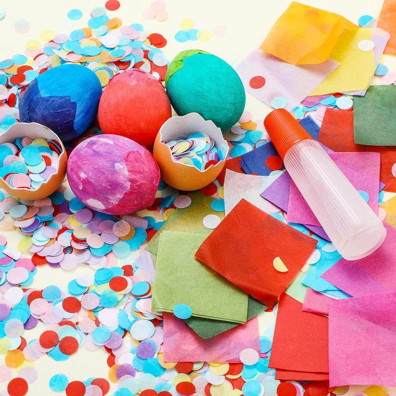 Geyoga Easter Confetti Eggs Cascarones Making Kit-0.44lb Colorful Confetti, 1200pcs Tissue Paper 30 Colors and a Liquid Glue for Easter Party Game Fiesta Week Cinco De Mayo Family DIY - Image 4
