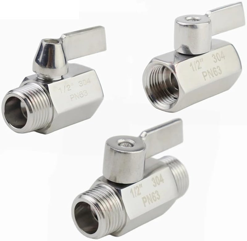 1 4 Inch 304 Stainless Steel Mini Ball Valve Male X Male Thread For Water Oil Acid - Image 1