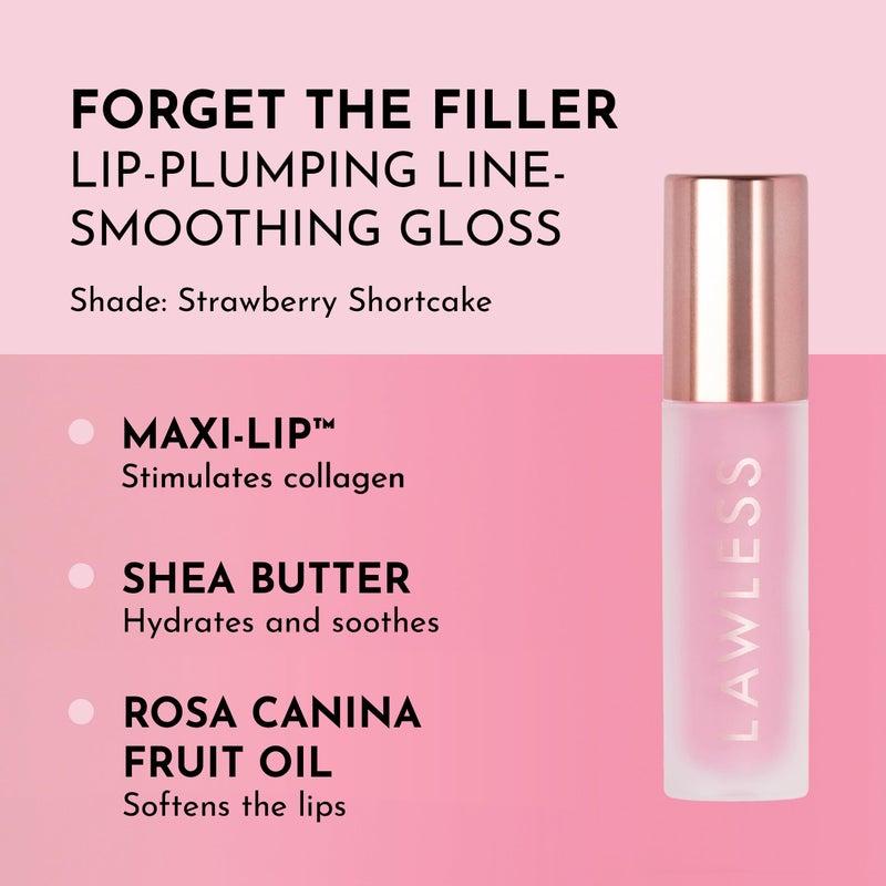 Lawless Forget the Filler Lip Plumping Line Smoothing Gloss - Strawberry Shortcake - Premium Volumizing Lip Gloss with Natural Ingredients Designed to Plump, Firm, and Hydrate Lips 0.11 oz - Image 2