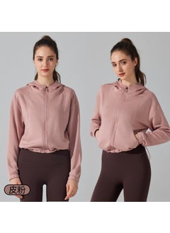 Generic Air-Layer Hooded Sweatshirt Loose Fit Zip-Up Fitness Jacket leather powder 