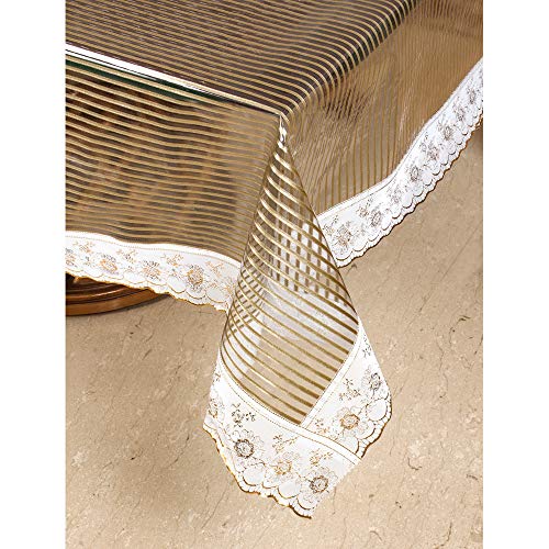 Freelance Transparent Table Cover - 6-8 Seater Rectangle 60x90 Inches (with White Border Edge Lace) - Waterproof Clear PVC Protector/Cloth/Sheet for Glass/Plastic Dining Table, Product of Meiwa, Japan - Image 2