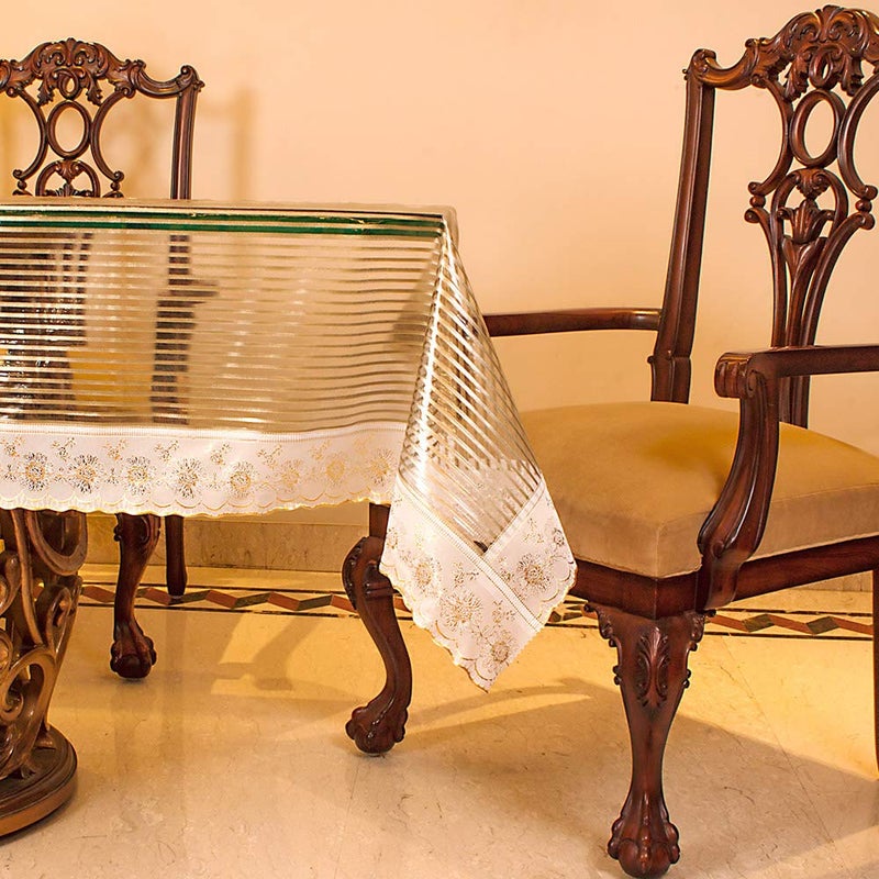 Freelance Transparent Table Cover - 6-8 Seater Rectangle 60x90 Inches (with White Border Edge Lace) - Waterproof Clear PVC Protector/Cloth/Sheet for Glass/Plastic Dining Table, Product of Meiwa, Japan - Image 5
