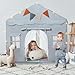 besrey Kids Tent Kids Play Tent 2 in 1 with Padded Mat and Lights Large Playhouse with 2 Doors 4 Windows Indoor Outdoor Halloween Toddler Playhouse 51 x35 x 51 Gray - Image 4
