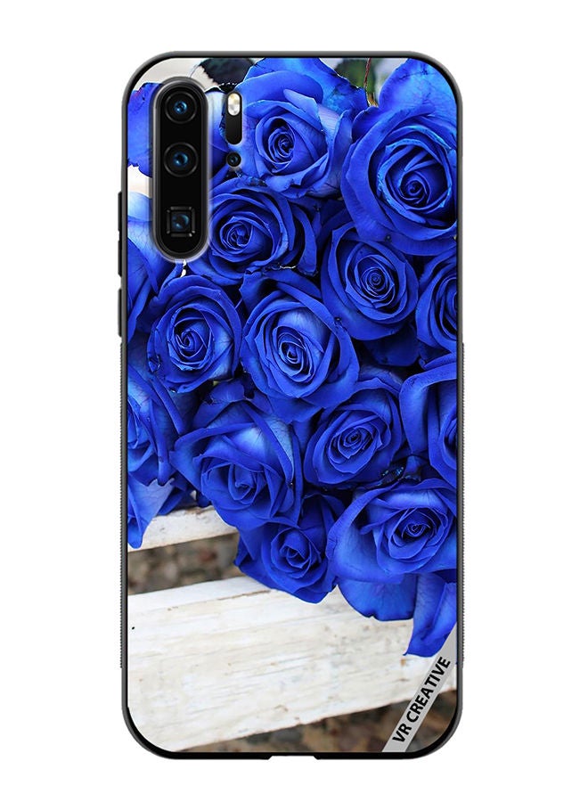 VR CREATIVE Protective Case Cover For Huawei P30 Pro Blue Flower Design Multicolour - Image 1
