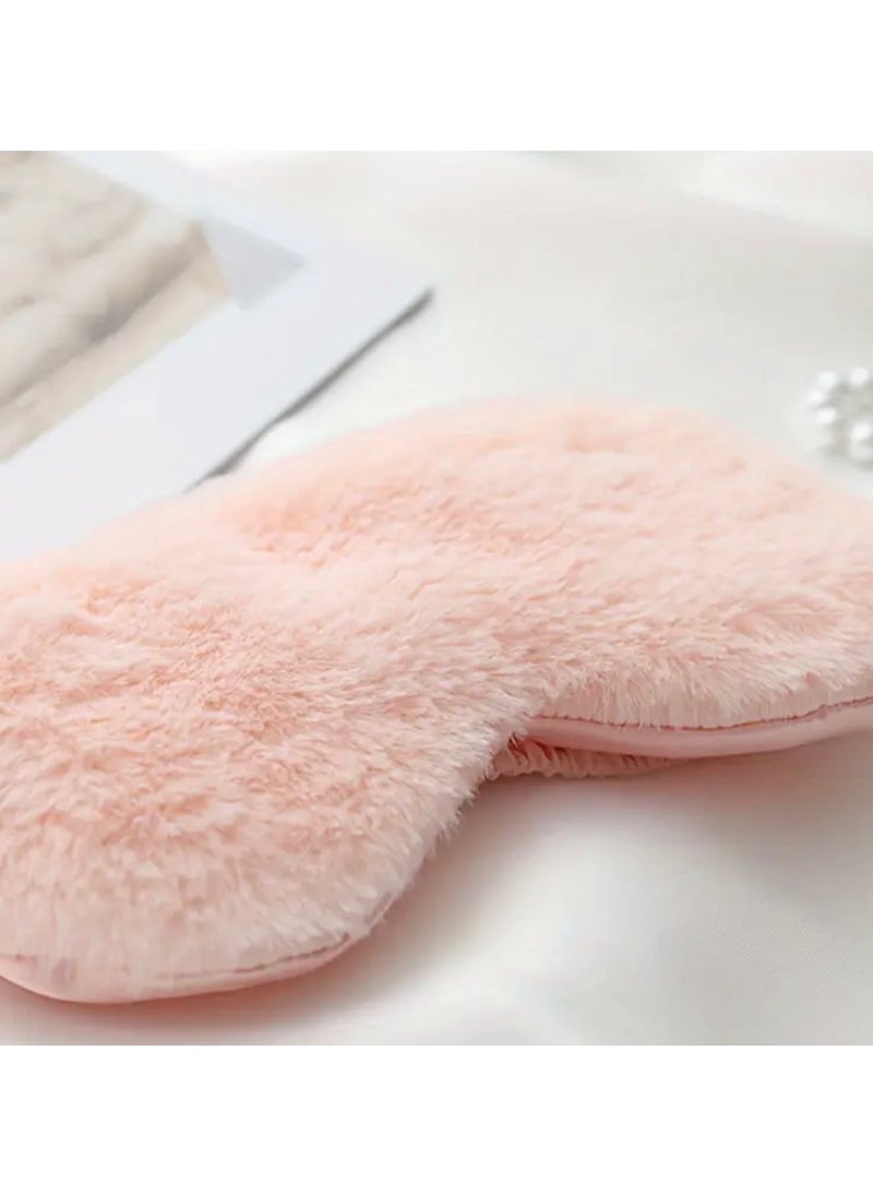 CleanWave - The Pure Effect CleanWave Plush Sleeping Eye Mask, Ultra-Soft and Fuffy Plush Blindfold Comfortable Faux Fur Eye Shade with Elastic Strap for Women and Kids, Travel Nap Sleeping Soft & Skin-friendly,(LIGHT Pink)  - Image 4