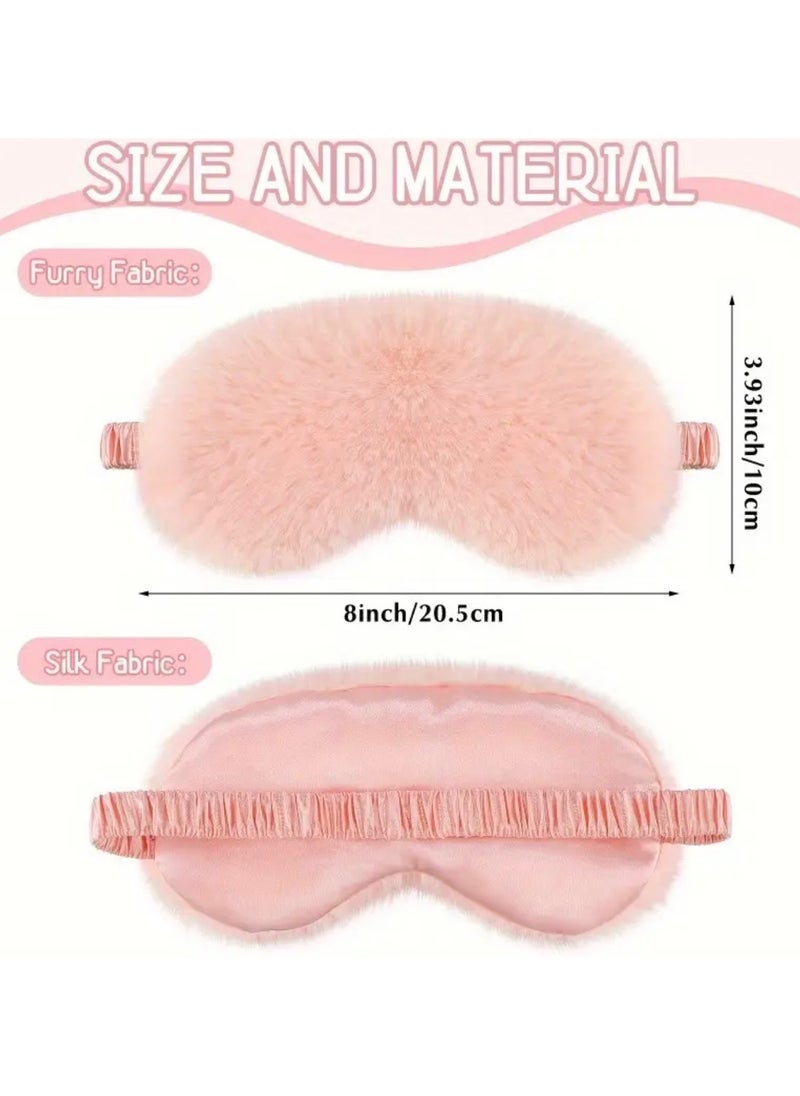 CleanWave - The Pure Effect CleanWave Plush Sleeping Eye Mask, Ultra-Soft and Fuffy Plush Blindfold Comfortable Faux Fur Eye Shade with Elastic Strap for Women and Kids, Travel Nap Sleeping Soft & Skin-friendly,(LIGHT Pink)  - Image 5