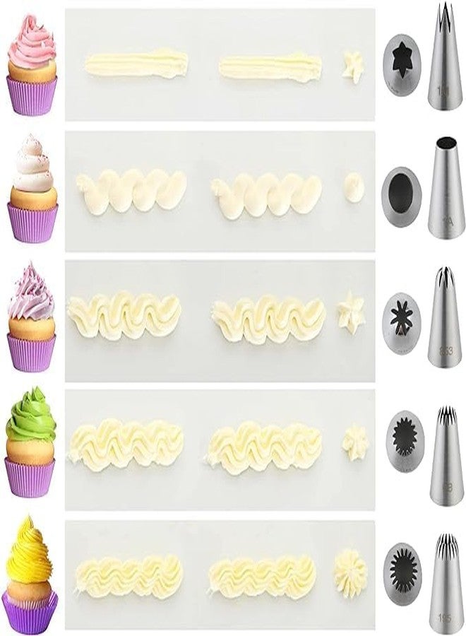 BAKING SET 5PCS Large Piping Tips Set, Stainless Steel Cake Decorating Tips, Frosting Icing Tips for Cupcakes, Cake, Cookie and Decorating (Dishwasher Safe) - Image 3