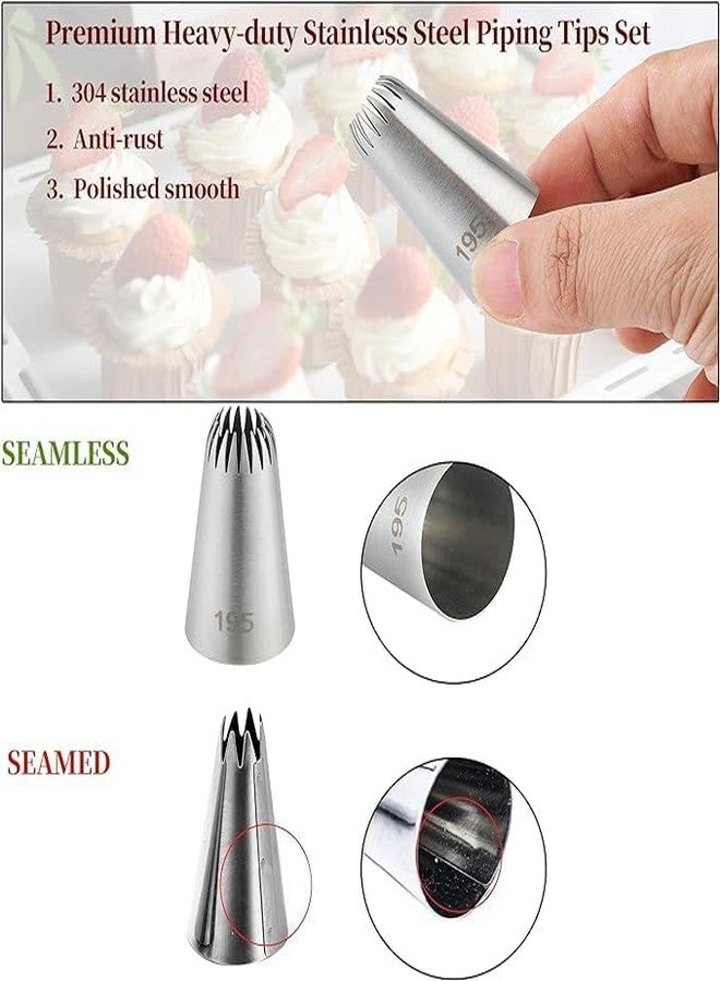 BAKING SET 5PCS Large Piping Tips Set, Stainless Steel Cake Decorating Tips, Frosting Icing Tips for Cupcakes, Cake, Cookie and Decorating (Dishwasher Safe) - Image 4