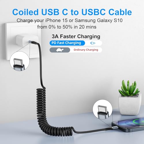 KIYODA USB C to C Cable 3ft 2Pack Coiled USB C Charger Cable for Car Type C Fast Charging Cable for iPhone 17/16/15/Plus/Pro/Pro Max/Samsung Galaxy S23 - Image 2