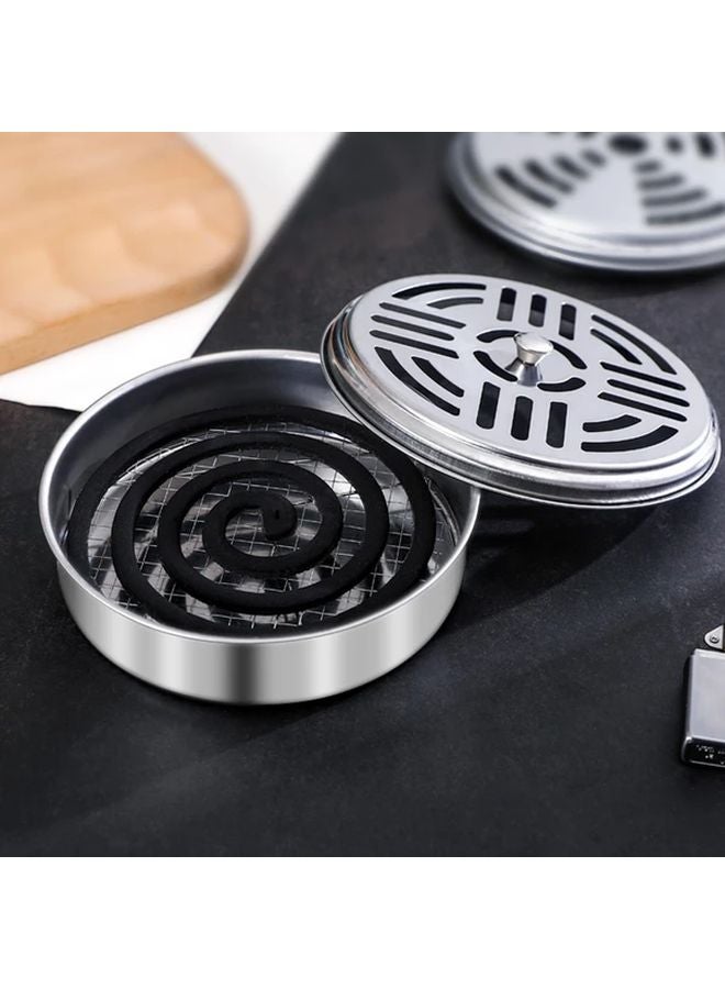 1pc Stainless Steel Mosquito Incense Burner Box With Ash Storage Tray - Image 3
