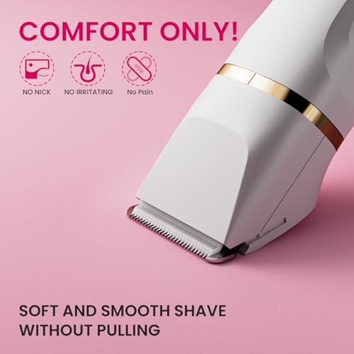 OKYUK Electric Razors for Women, 5-in-1 Wet/Dry Bikini Trimmer with USB Charge Dock, Deluxe Facial Hair Removal, Wet/Dry Body Shaver for Nose Eyebrows Beard Underarm Leg Arm, IPX7 Waterproof (White) - Image 5