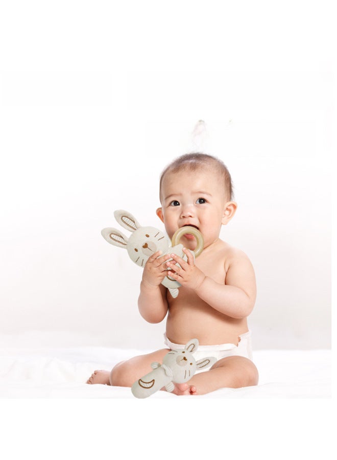 Kakiblin Baby Rattle Suit Baby Can Bite Organic Cotton Newborn Full Moon Gift Soothing Toy-Color:Rabbit Organic Cotton Hand Stick (bag) - Image 3