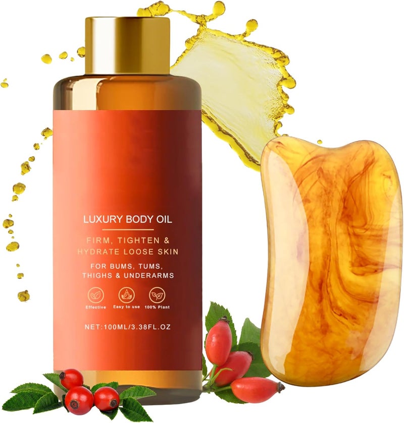 Glow Remedy Oil Skin Tightening Magic Body Firming Oil with Gua Sha Massage Tool Magic Luxury Body Oil Moisturising Body Oil for Women Tightens Loose Skin Reduces Fine Line Wrinkles 100ml