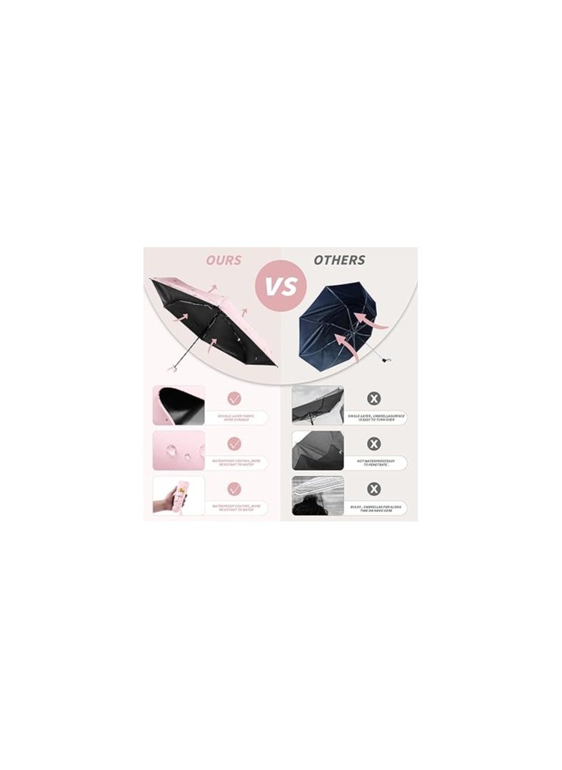 SYOSI - Mini Travel Umbrella, Small UV Sun Compact Umbrella, 6 Ribs Lightweight Portable Umbrella, for Purse, Windproof Parasol with 99% Uv Protection, for Women and Men, with a Nice Gift Box(1 Pack) - Image 1