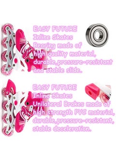 EASY FUTURE Inline Skates Adjustable Size Roller Skates with Flashing Wheels for Outdoor Indoor Children Skate Shoes Including Full Protective Gear Set Pink Colour  - Image 4