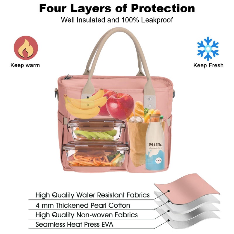 Hafmall 16L Large Pink Lunch Bag for Women, Loncheras para Mujer, Insulated Adult Lunch Tote Box for Work, 4.5Gallon - Image 4