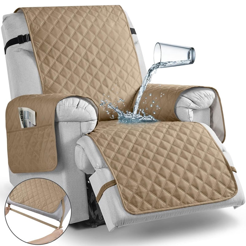 TAOCOCO NonSlip Recliner Chair Cover Sofa Slipcover Pet Cover for Small Recliner Chair with Elastic Straps Washable Reclining Chair Cover Recliner Furniture Protector 23 Small Camel