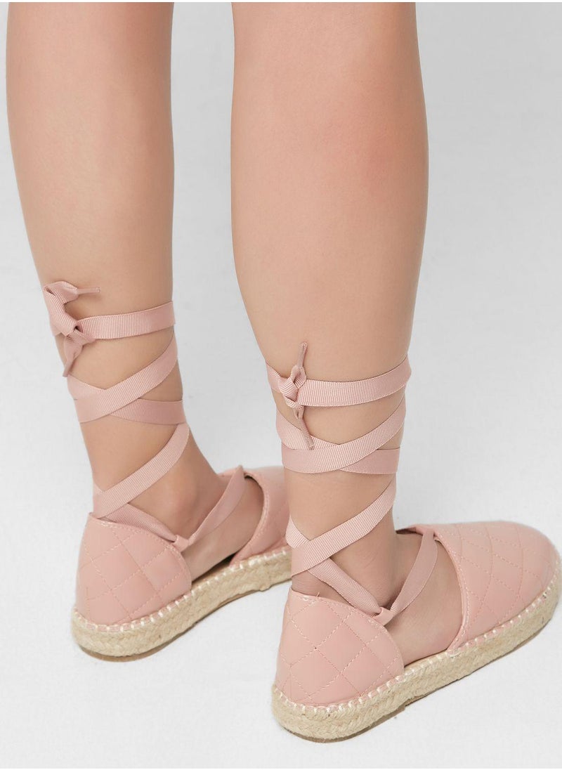Missguided - Casual Quilted Lace Ups Espadrilles - Image 1