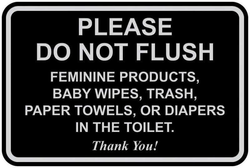 All Quality Please Do Not Flush Thank You Bathroom Etiquette Sign - 6" x 8" (Black-Silver) - Image 1