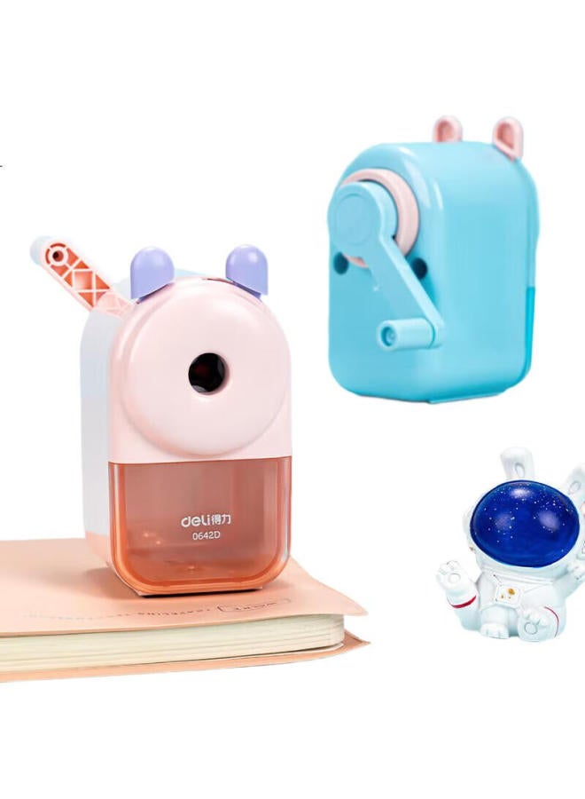 Deli Student Large-Aperture Hand-Crank Pencil Sharpener, Thick Barrel, 12Mm Large Triangular Pencil Sharpener, Student Stationery, Graduation Exam Birthday Gift, Pink - Image 2