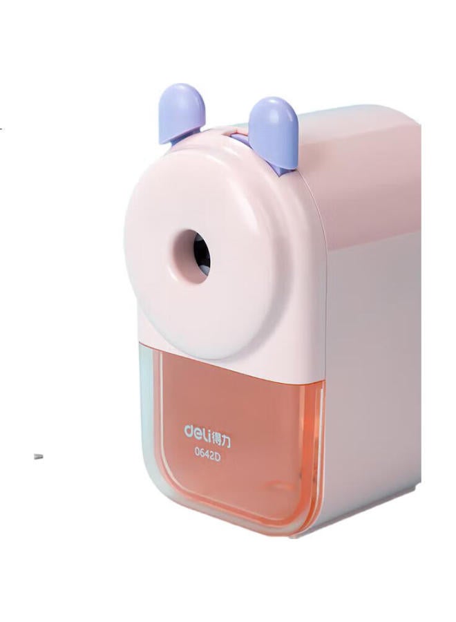 Deli Student Large-Aperture Hand-Crank Pencil Sharpener, Thick Barrel, 12Mm Large Triangular Pencil Sharpener, Student Stationery, Graduation Exam Birthday Gift, Pink - Image 1