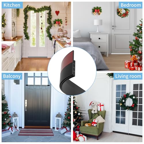 Hojoy 2 Pack Under Door Draft Stopper, Adjustable Door Sweep Anti-Collision Strong Adhesive Weather Stripping Tape Soundproof Draught Stoppers 2" W x 39" L, Black - Image 3