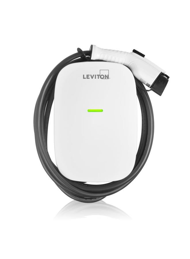 Leviton شاحن كهربائي من المستوى 2، 32 أمبير، 208/240 فولت، 7.6 كيلو واط، كابل شحن بطول 18 قدم، محطة شحن كهربائية مثبتة داخليًا/خارجيًا، EV320 EVSE - Image 1