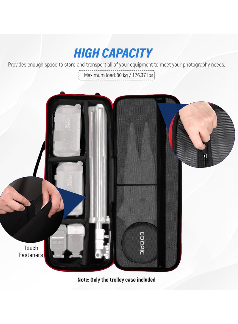 Coopic حقيبة نقل معدات استوديو التصوير COOPIC TB-75 78x27x27 سم مع أحزمة وحجرة مبطنة وعجلات ومقبض لحامل الإضاءة، الحامل الثلاثي، ضوء الفلاش، المظلة، استوديو التصوير وغيرها من الملحقات - Image 2