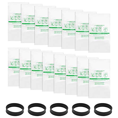 isingo 15 +5 Pack 204814 HEPA Filter Bags plus Belts, for Kirby Vacuum Bags 204811 204808 205811, Universal White Cloth Bags Fit for Sentria Models & All Generation with F-Style and Twist-Style - Image 1