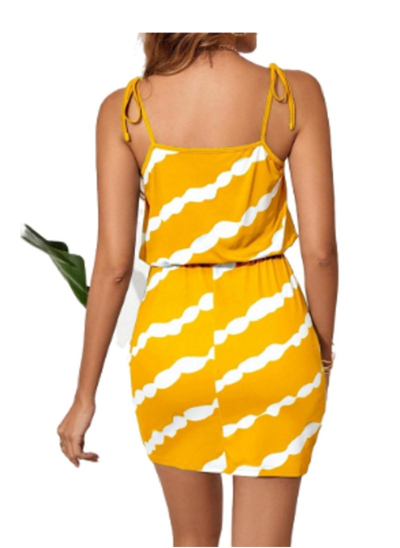 MANIKAN Summer Casual Colorblock Striped Sling Dress  - Image 3