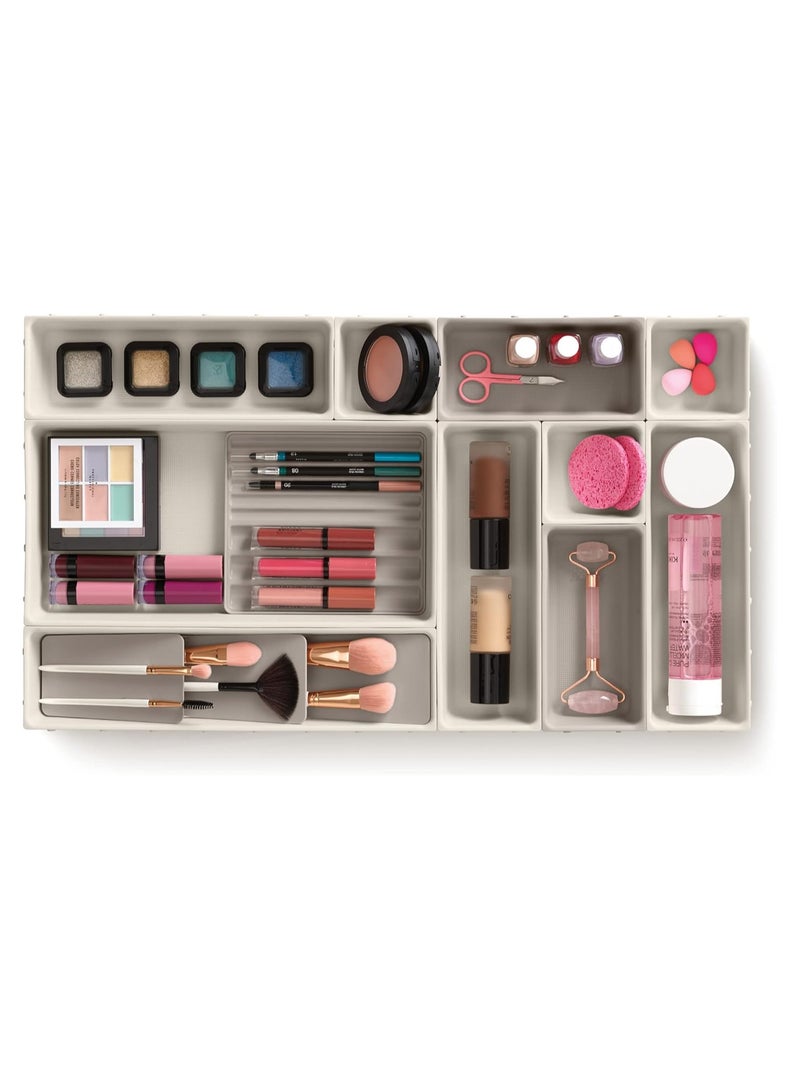 Generic Adjustable Drawer Organizer with Multiple Compartments – Makeup and Cosmetic Storage Divider – Modular Drawer Storage for Beauty Accessories and Office Supplies - Image 1