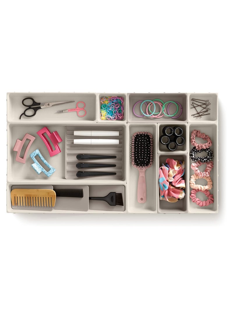 Generic Adjustable Drawer Organizer with Multiple Compartments – Makeup and Cosmetic Storage Divider – Modular Drawer Storage for Beauty Accessories and Office Supplies - Image 4