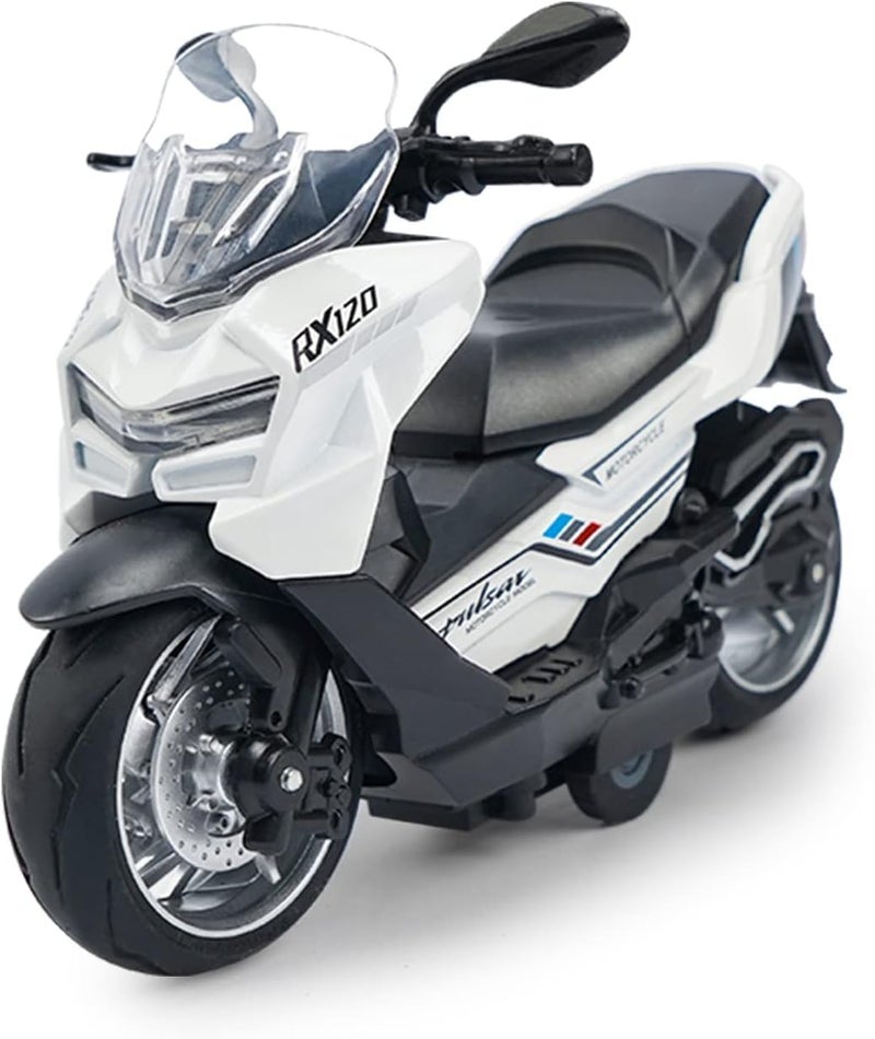 FEXXA Police Motorcycle Toy - Pull Back Motorcycle Toys, Tiny Gift with Music Lighting, Latte Motorcycles Toy for Kids Boys Age 3-8 Year Old [NEW] (PALSAR RX120-WHITE) - Image 1