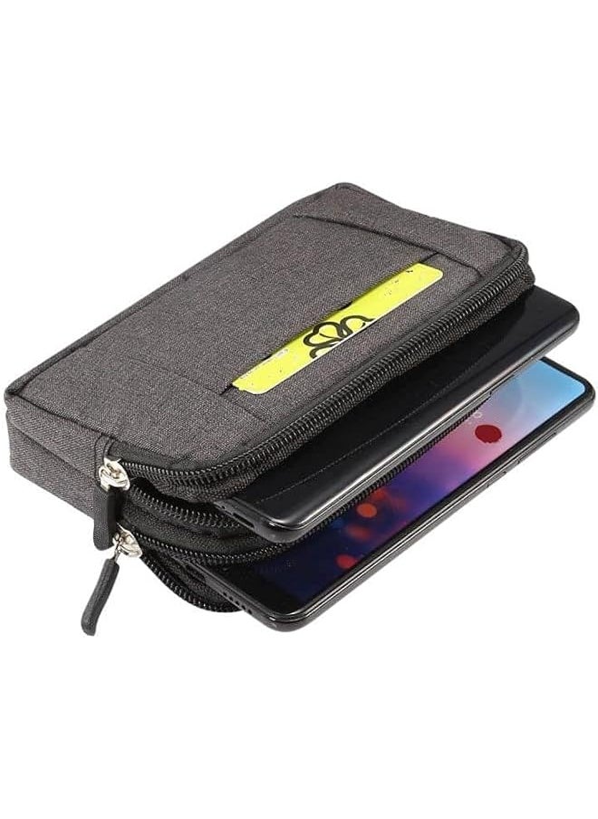 erorex - Multipurpose Horizontal Belt Case 2 Compartments Zipper For Prestigio Wize Ya3 2019 Black 15X8Cm - Image 1