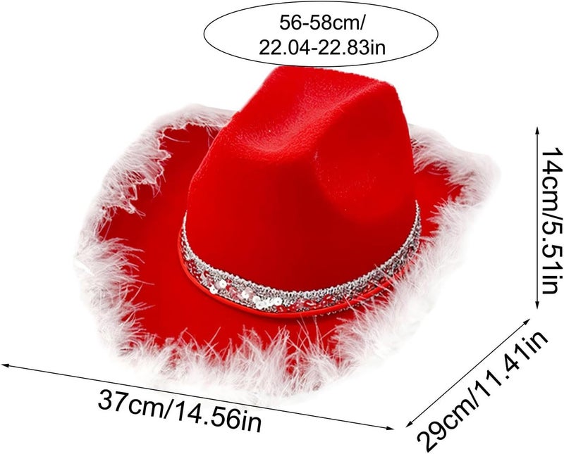 windforgecraft Santa Costume,Cowgirl Hat Christmas Outfits - Fancy Dress up Set, 3x Red Santa Claus Cosplay Costume for Birthday Christmas - Image 5