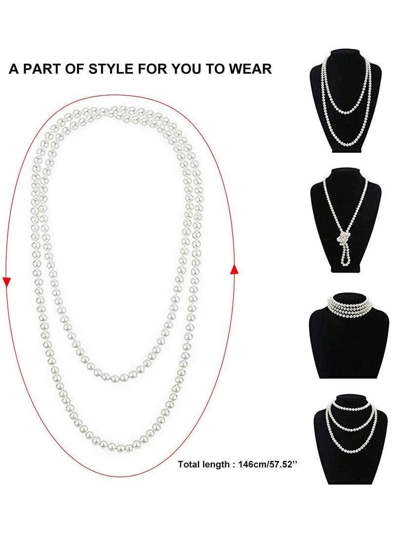 Captaintech 1920s Flapper Costume Set for Women, Elegant Dress Up Accessories with Headband, Long Gloves, and Pearl Necklace for Themed Parties - Image 4