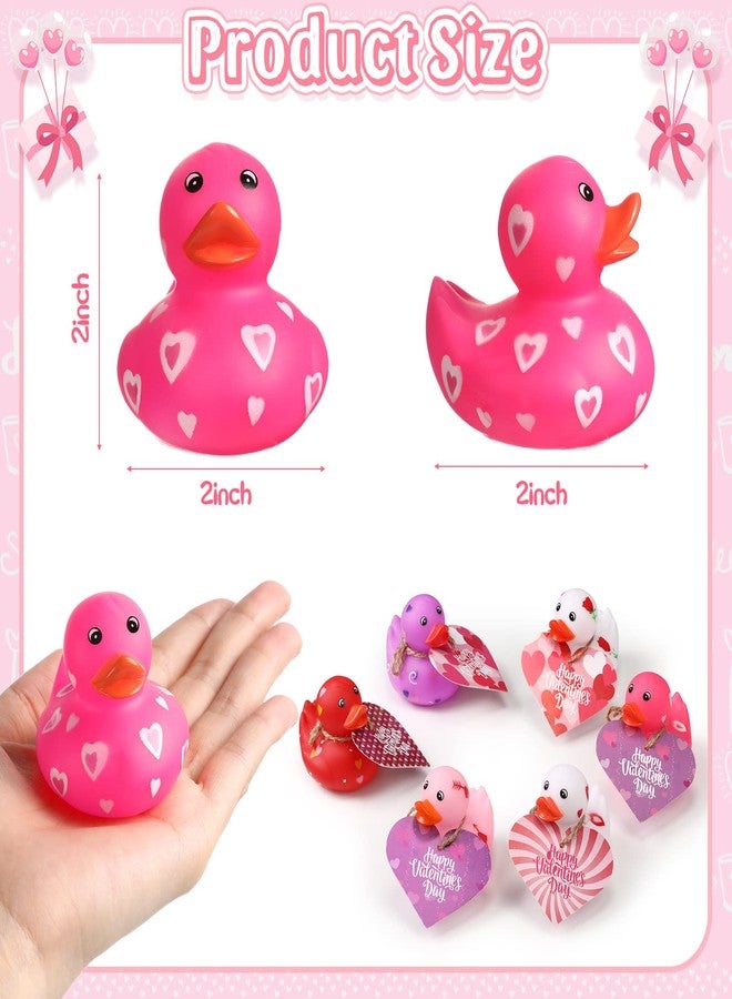 Jerify 2 Inch Valentine Rubber Duckies with Valentine's Day Gift Cards Heart Ducks Love Small Rubber Ducks Cute Duck Bath Tub Pool Toys for Classroom Exchange Carnival Party Favors Game Prizes (24 Pcs) - Image 2