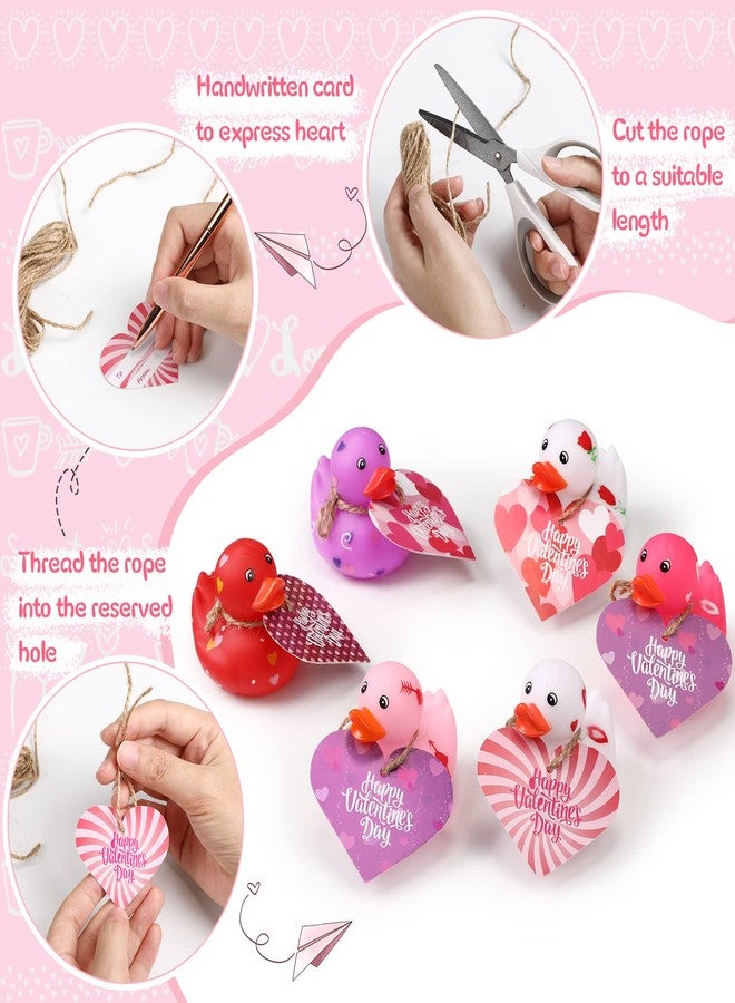 Jerify 2 Inch Valentine Rubber Duckies with Valentine's Day Gift Cards Heart Ducks Love Small Rubber Ducks Cute Duck Bath Tub Pool Toys for Classroom Exchange Carnival Party Favors Game Prizes (24 Pcs) - Image 4